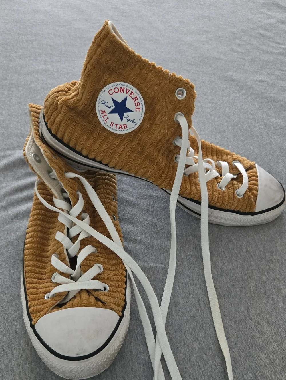 Converse Corduroy High-Top Sneakers in Mustard Yellow